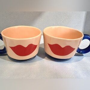 Clare V For Anthropologie Maisonette Lips Coffee Mugs Set Of 2